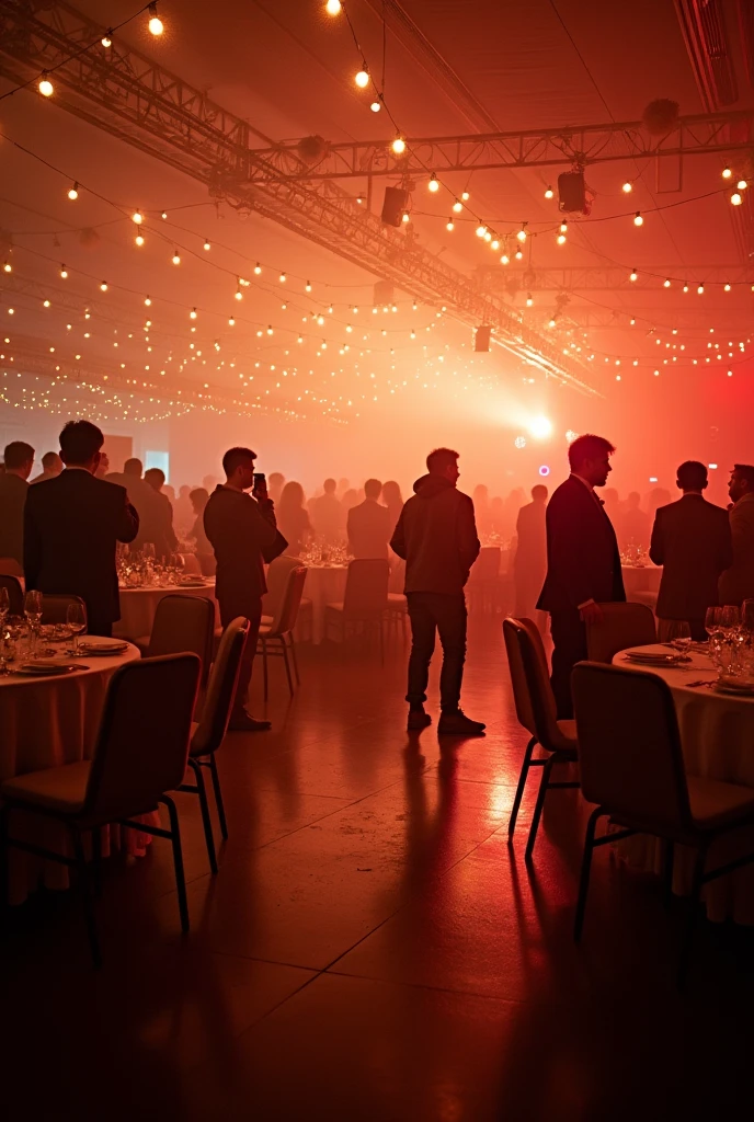Indoor banquet hall、A fun scene of many people having a year-end party