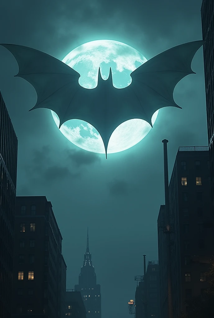 An image where the bat signal appears but instead of the bat, the League of Legends logo