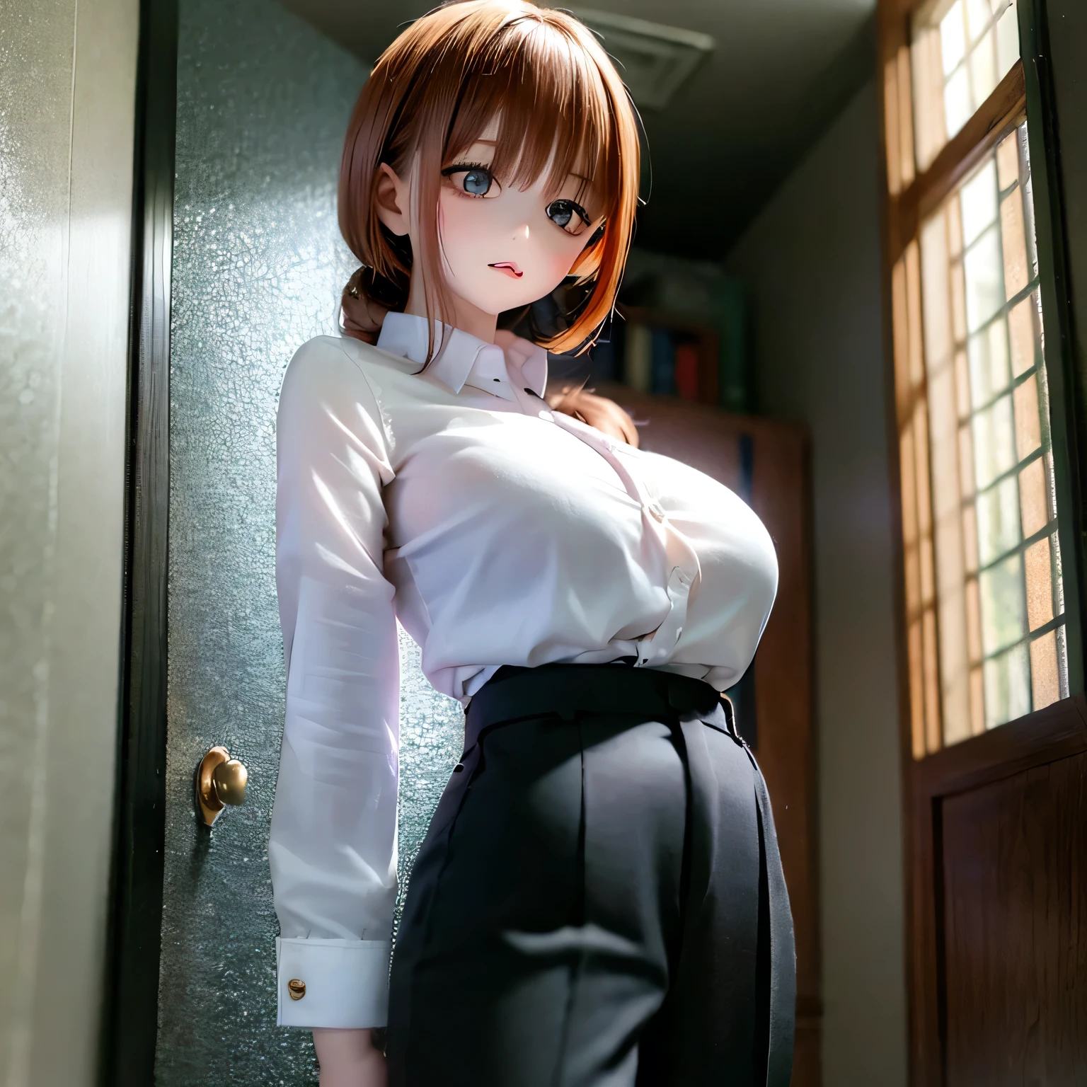 Makina Chainsaw Man White blouse Black slacks、Big Breasts