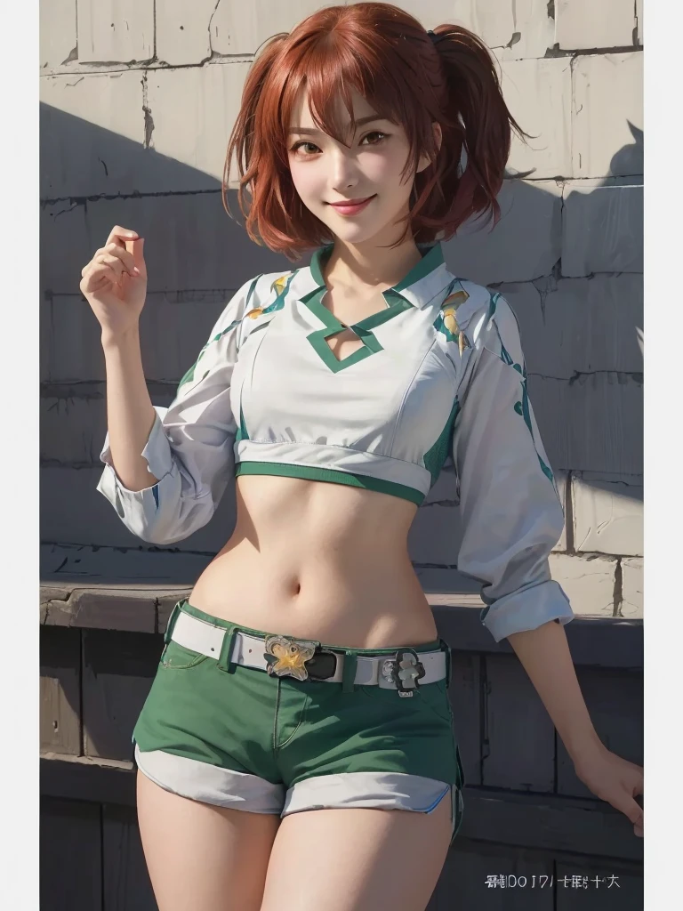 10.(8k, highest quality, masterpiece:1.2), Super detailed, (front focus), (in the dark:1.6), Hyperrealist portrait of female by david hockney and alphonse mucha, fantasy art, photo realistic, dynamic lighting, artstation, poster, volumetric lighting, very detailed faces, award winning, girl with red hair and green shorts posing for a picture, female protagonist 👀 :8, makoto shinka, female character, makoto, anime visual of a young woman, makoto shinkai ( apex legends ), character, official art, casual pose, visual of a cute girl, anya from spy x family, rin, realism style character, in an realism, shuushuu image, wikihow illustration, cel illustration, 3d visual, ecchi style , in japanese style, full body illustration,anatomically correct,(cowboy shot:1.5),(in the dark, deep shadow, low key),Huge, (Cute smile, Upward glance),sexually aroused face,With a face s in heat:1.5,Moist eyes:1.5,slightly open mouth):1.2))/
