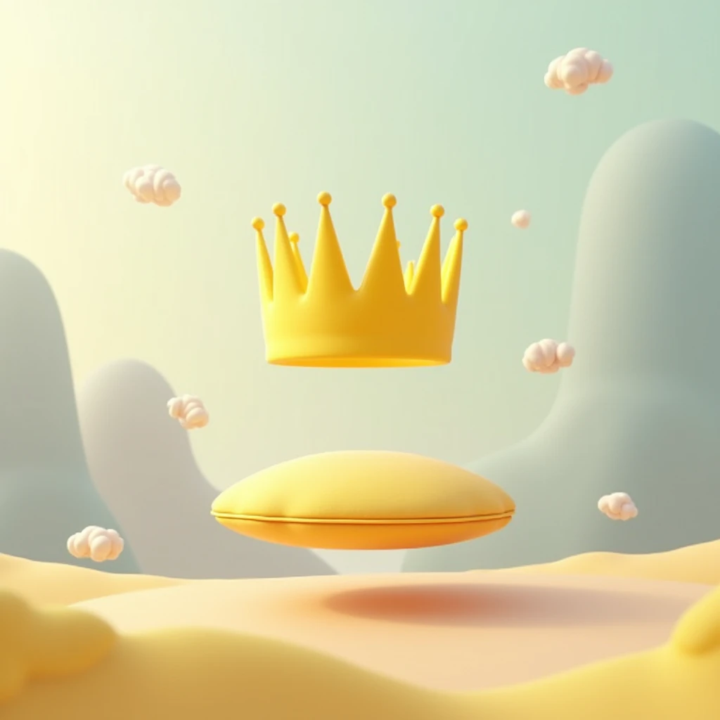 In the attached image, remove the brown cushion shape below the yellow crown shape.