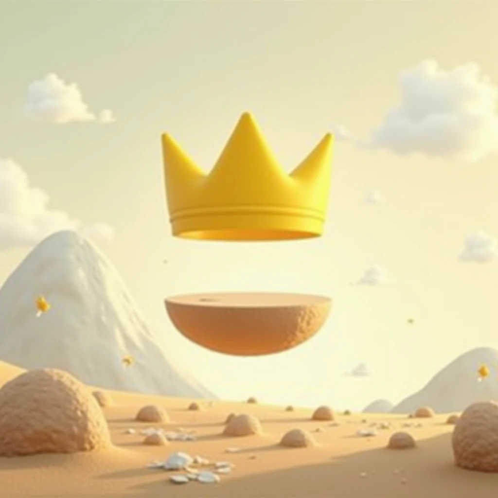 In the attached image, remove the brown cushion shape below the yellow crown shape.