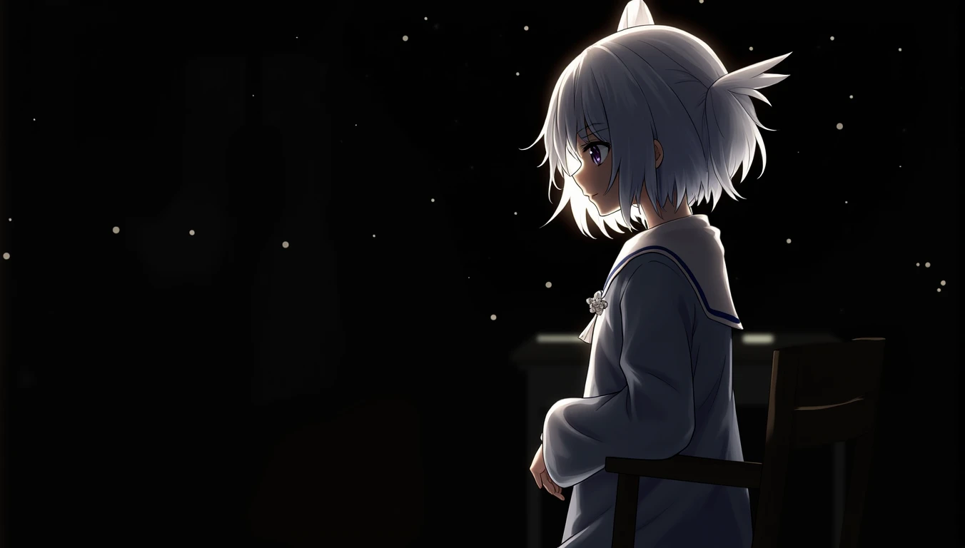 Night, indoor, study, desk, writing, dark, indirect light, night sky