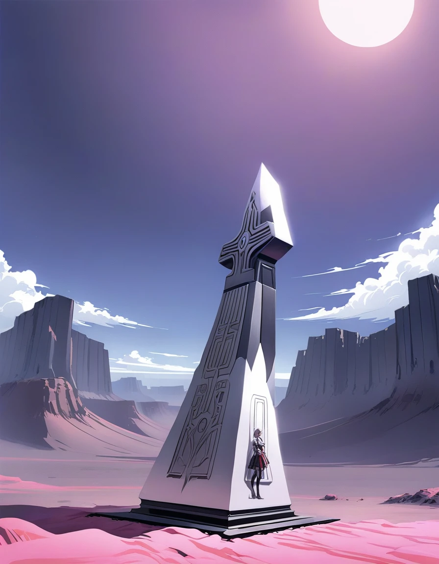 Long desert, clear sky, Scenario, moonligh, stele, high qualiy, anime styling
