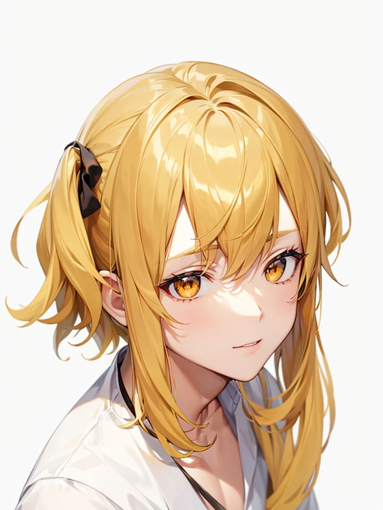 ((juvenile))handsome man、High resolution, Simple Background, Golden Eyes, Highest quality, High detail, Yellow Hair、Naughty、