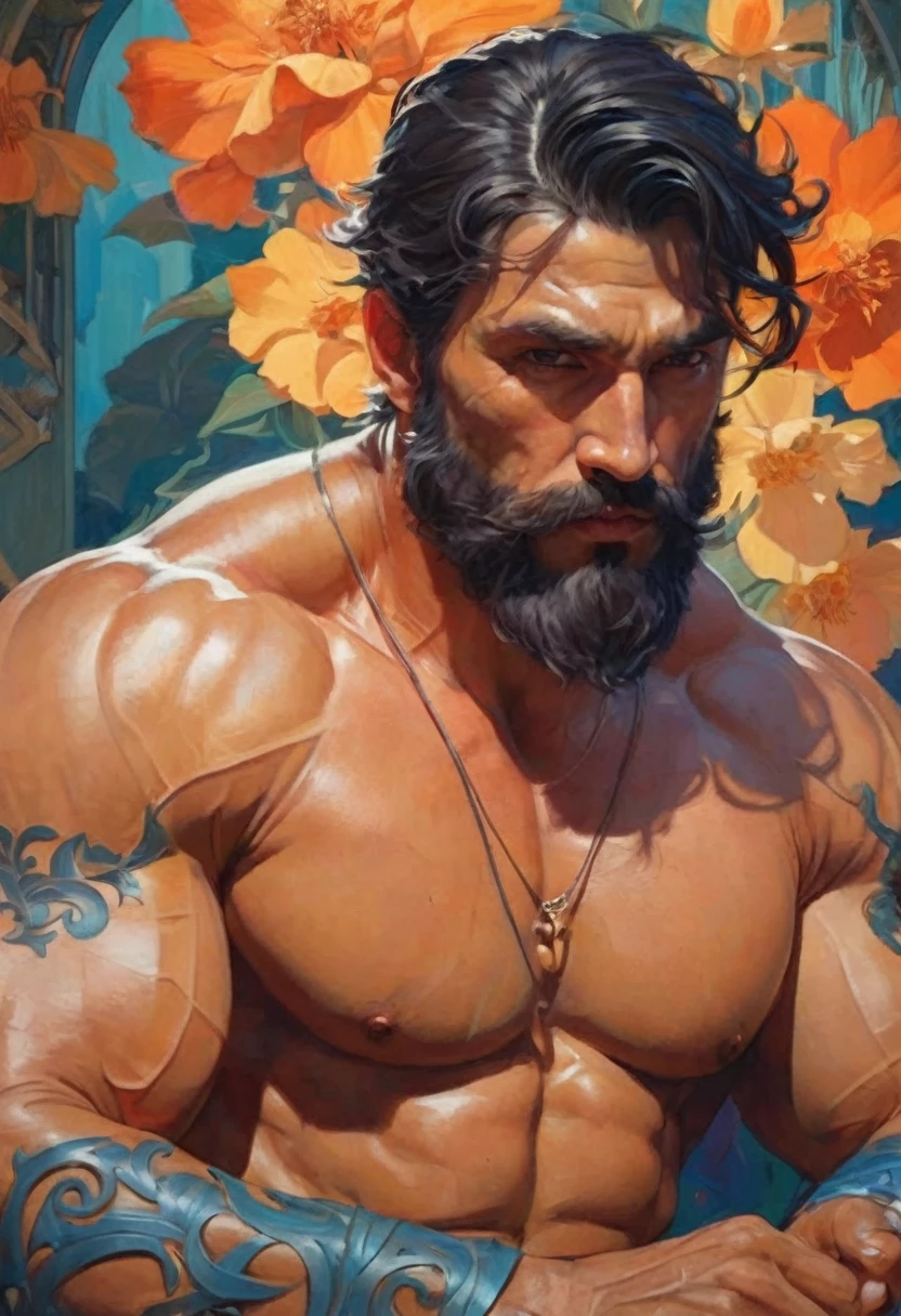 40 year old Alpha Male, wearing nothing , squatting down , whisker, blue piercing eyes, chestnut hair, pronounced eyebrow, Strong jaw, high cheekbones, (complete body:1.5), sitting on the bed opening your legs, very muscular muscles, bulging biceps, bulging triceps, protruding pectorals, bulging quadriceps, protruding trapezoids, broadshouldered, bulging calves, protruding forearms, velues, (gigant ass:1.5), Cao Cao, alone person. Obra-prima art deco, Alpha Male, at night, cemetery, flowers, skull, nightmarish, candles, intrincately detailed, sharp focus, extremely detaild, black fantasy, Ablaze, colorfull painting, rich colour, HDR, octane rendering, digital illustration, cinematic light, Artwork by [ sachin teng, Alphonse Mucha's, Jean Dupas, Eugène Grasset ] defined and beautiful muscles, big penis , Huge penis , penis Beautiful , defined, penis with details and hyper perfect, Luscious , giant penis, muscular penis, penis with veins, beautiful penis, photorealistic penis, detailed penis, perfect penis, large penis, penis honey, sweaty penis, hard penis, perfect penis HD 8k, round testicles, perfect testicles, hairy testicles,