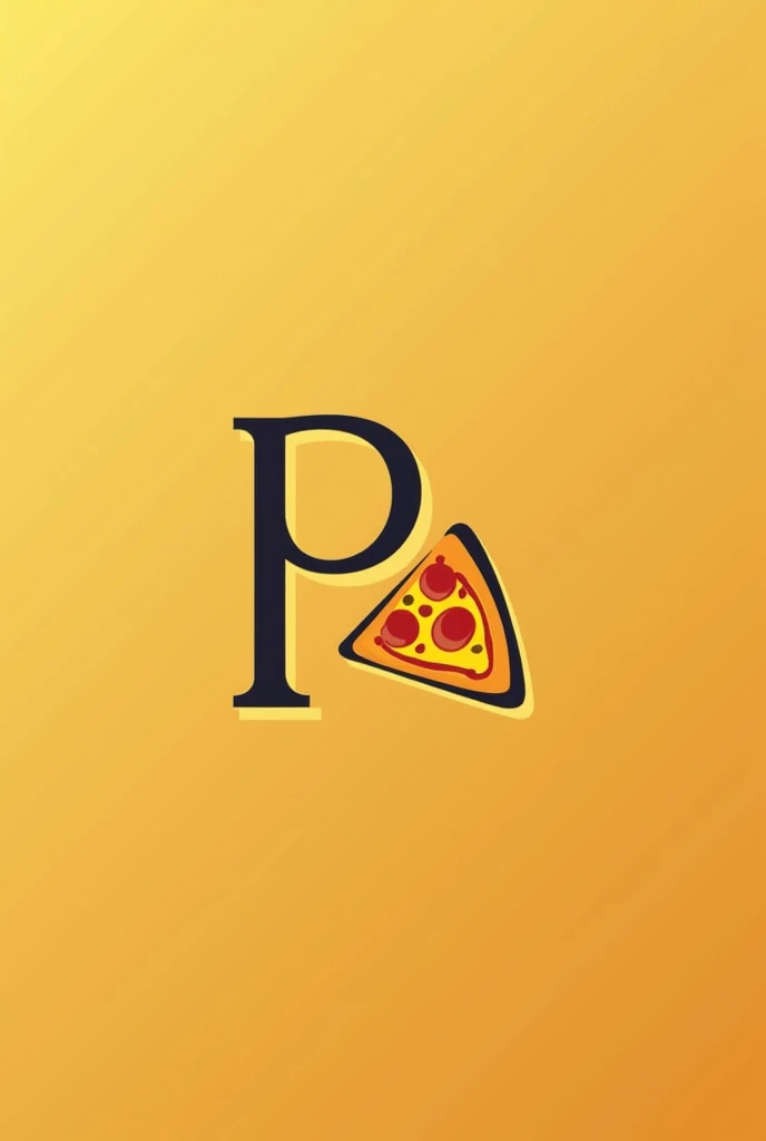 Letter P logo with a pizza, minimalist gold color