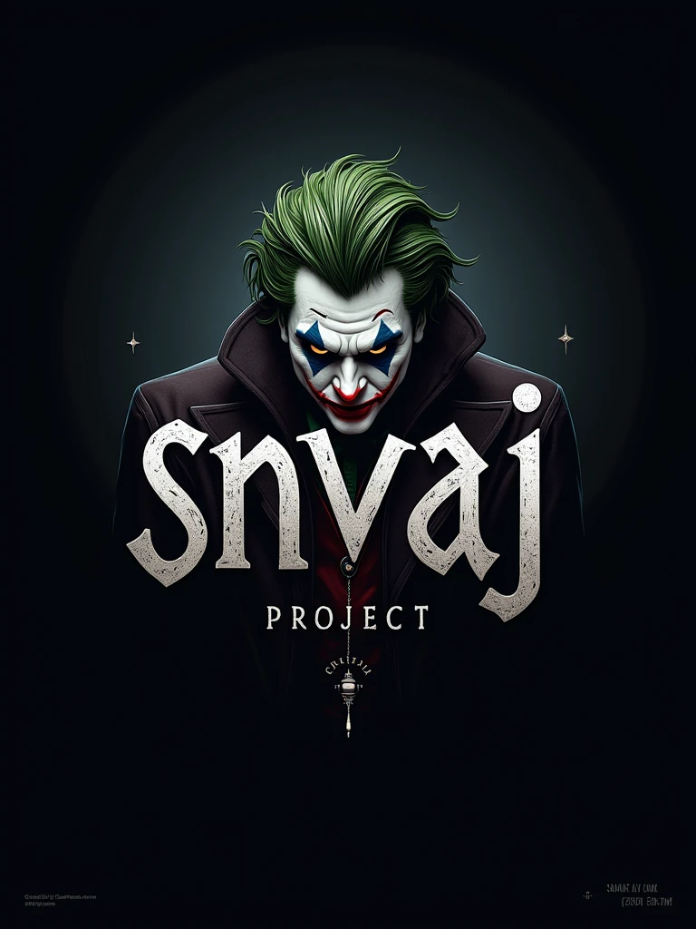 logo "snvaj" stylish letter logo front, background joker , realistic and attitude with logo joker