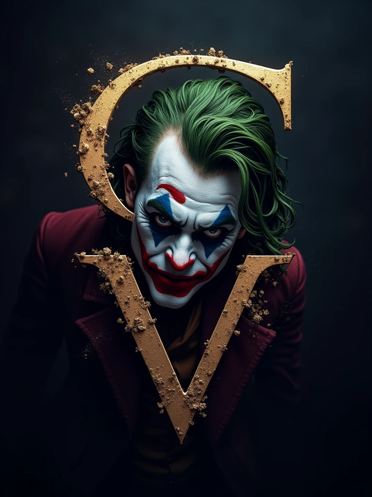 logo "snvaj" stylish letter logo front, background joker , realistic and attitude with logo joker