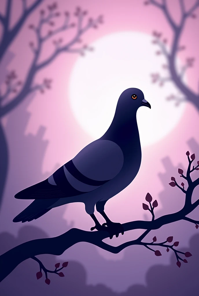 Silhouette of a pigeon. Outlines, Abstract art, beautiful clean, fresh, quality, Oriental,mystic, purple, 