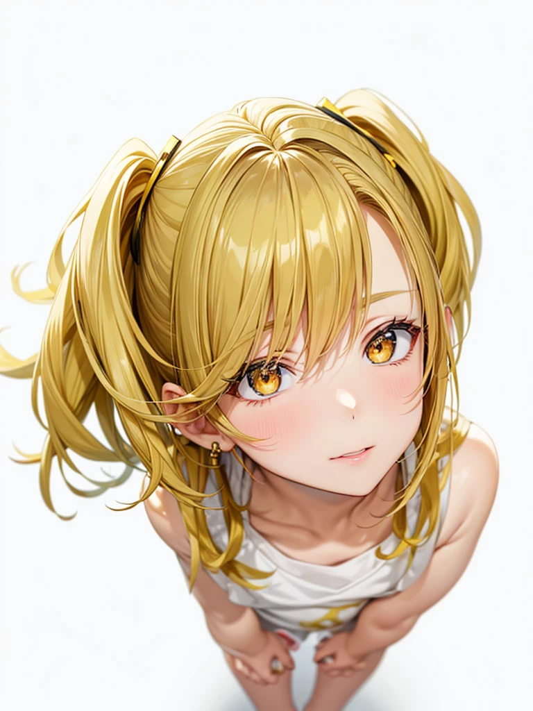 ((juvenile))handsome man、High resolution, Simple Background, Golden Eyes, Highest quality, High detail, Yellow Hair、Naughty、Shortcuts,