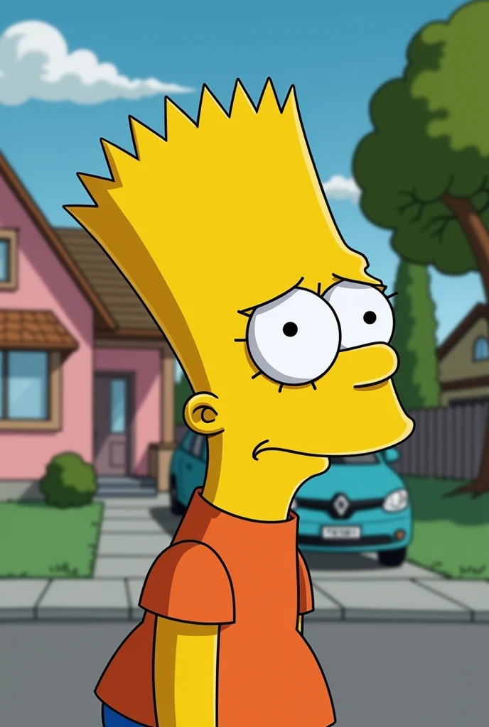 Create an image of Bart Simpson and apparently depressed in the animation itself