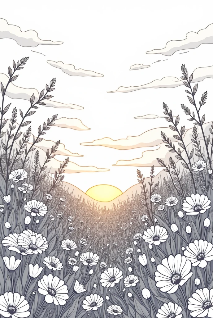 line art
Garden with diversified flowers
Sunset with little cloudy
Only line