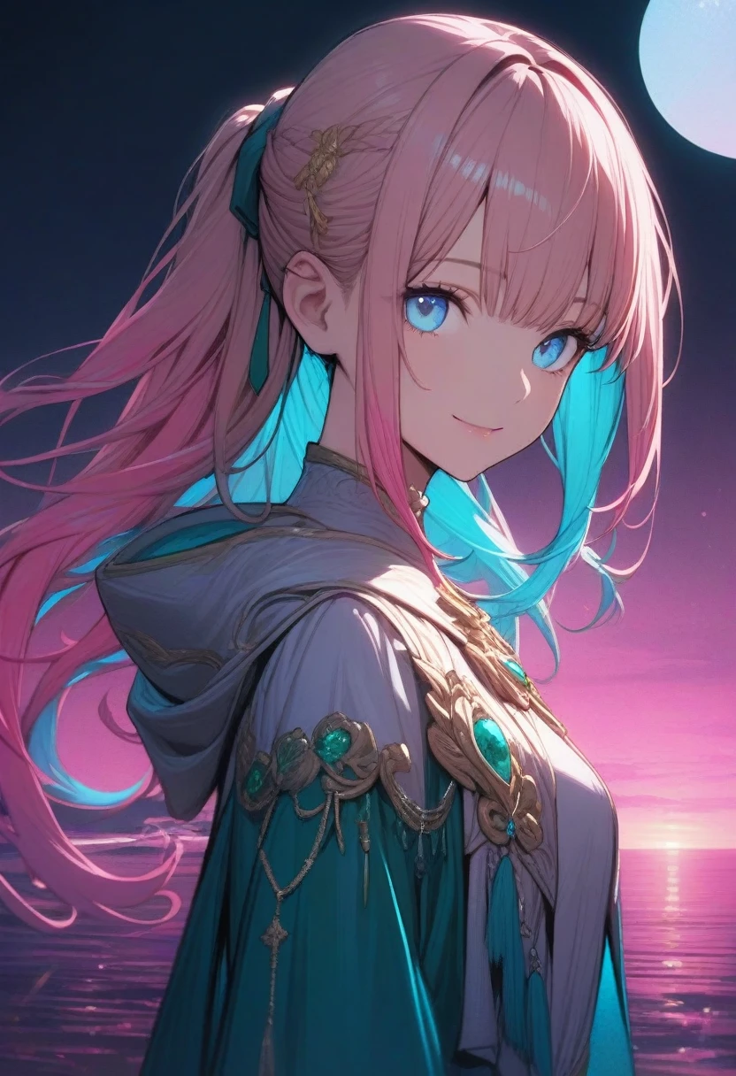 ((One Girl))、Yellow Hair、blue eyes、ponytail、White Line Gradient Hair、Bangs are straight,Detailed Background, masterpiece,Small breasts、Highest quality, smile, ornament,Portraiture, Blue Neon,, dark, night, Glowing Eyes, ブラックライトのmasterpiece, Highest quality, One Girl,(((Beautiful pink ocean hair color)))、(Emerald blue eyes:1.5), , There&#39;s yellow hair in the eye, (Large Breasts:1.2), break looking at viewer, break indoors, break (masterpiece:1.2), Highest quality,High resolution, (shape:0.8), (Beautiful and beautiful eyes:1.6), Highly detailed face, Perfect lighting, Detailed CG, (Perfect hands, Perfect Anatomy)、Wistful face、Haa、Embarrassing expression(1:2)、Rough I breatheing、(((Slender legs)))、(((White Background)))、White Background、Red face、blush、Embarrassing、Vtuber model,whole body,I breathe、Life-size model、panic、panic、((whole body))、Perfect hands、Perfect hands、Platform boots、Patent leather tight jacket、Patent leather tight skirt、Yellow inner