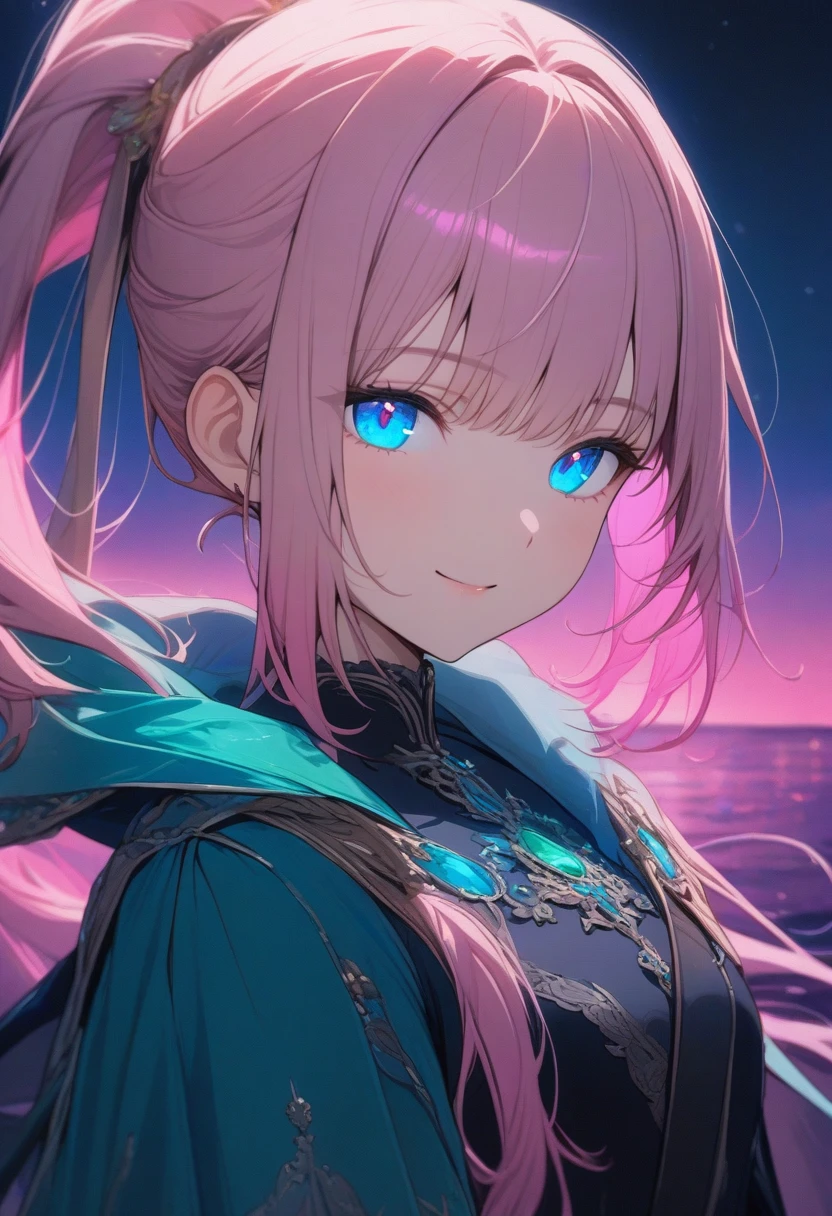 ((One Girl))、Yellow Hair、blue eyes、ponytail、White Line Gradient Hair、Bangs are straight,Detailed Background, masterpiece,Small breasts、Highest quality, smile, ornament,Portraiture, Blue Neon,, dark, night, Glowing Eyes, ブラックライトのmasterpiece, Highest quality, One Girl,(((Beautiful pink ocean hair color)))、(Emerald blue eyes:1.5), , There&#39;s yellow hair in the eye, (Large Breasts:1.2), break looking at viewer, break indoors, break (masterpiece:1.2), Highest quality,High resolution, (shape:0.8), (Beautiful and beautiful eyes:1.6), Highly detailed face, Perfect lighting, Detailed CG, (Perfect hands, Perfect Anatomy)、Wistful face、Haa、Embarrassing expression(1:2)、Rough I breatheing、(((Slender legs)))、(((White Background)))、White Background、Red face、blush、Embarrassing、Vtuber model,whole body,I breathe、Life-size model、panic、panic、((whole body))、Perfect hands、Perfect hands、Platform boots、Patent leather tight jacket、Patent leather tight skirt、Yellow inner