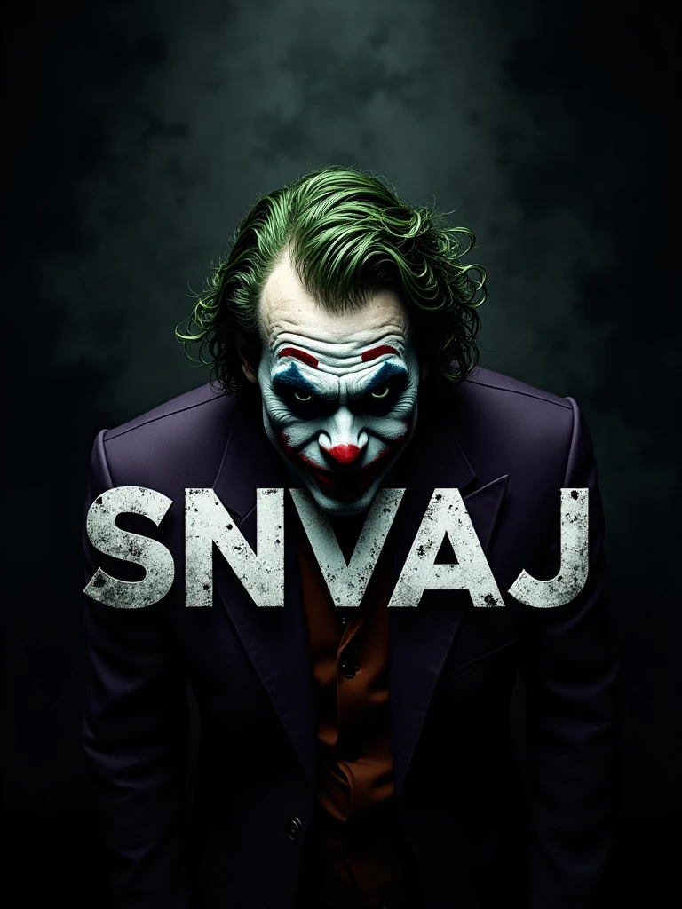 logo "snvaj" stylish letter logo front, background joker ,realistic and attitude with logo joker ,realistic real