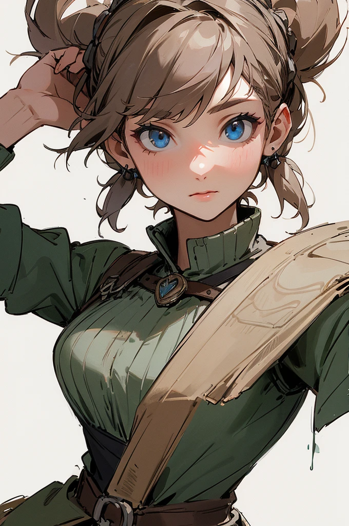 ((best quality:1.4)), white background, (bust), Medieval background, female adventurer, face, Don&#39;t cut off the picture