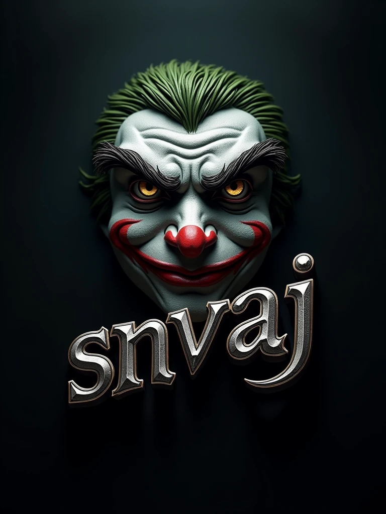 logo "snvaj" stylish letter logo front, background joker , realistic and attitude with logo joker