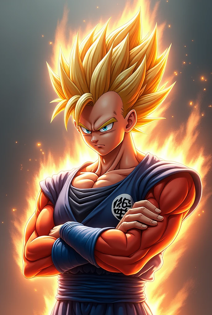 Vegito Super Saiyan Transformation Arms Crossed 3D Anime Realistic