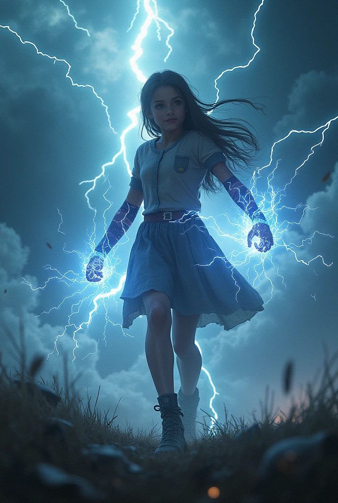 A girl thunder with current