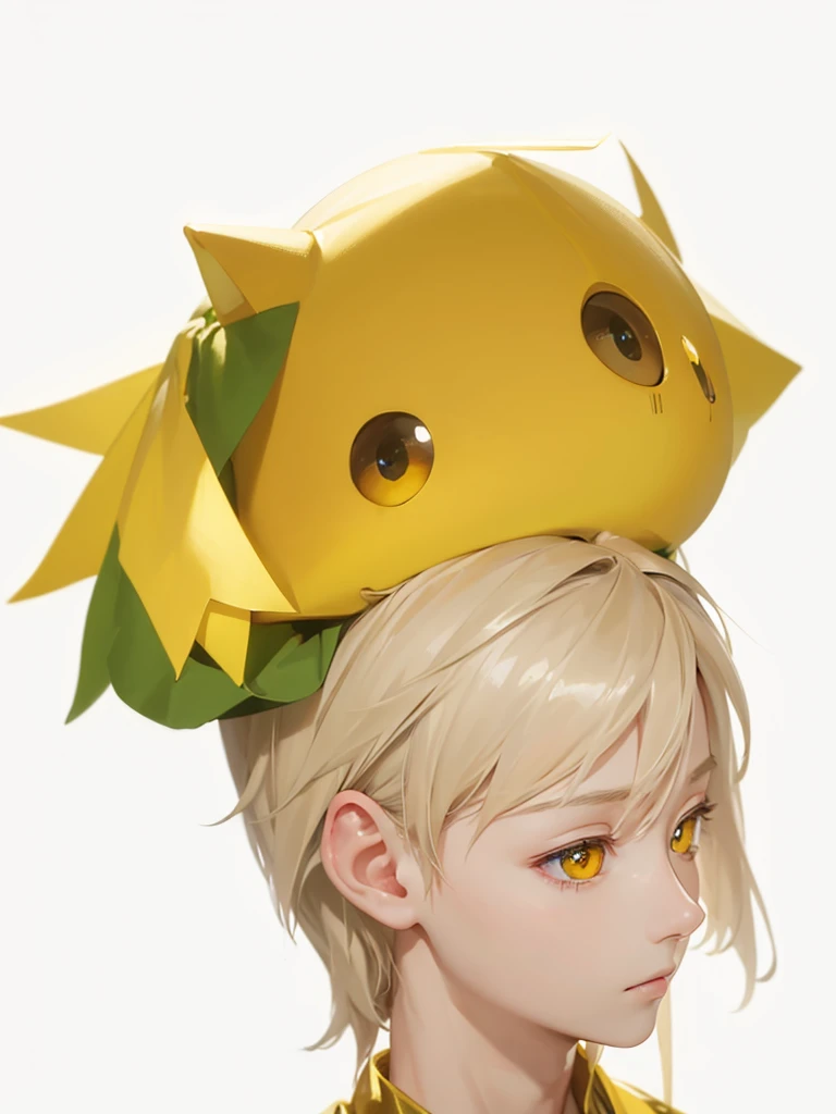 juvenile、male、High resolution, Simple Background, Golden Eyes, Highest quality, High detail, Yellow Hair、fine、Shortcuts,