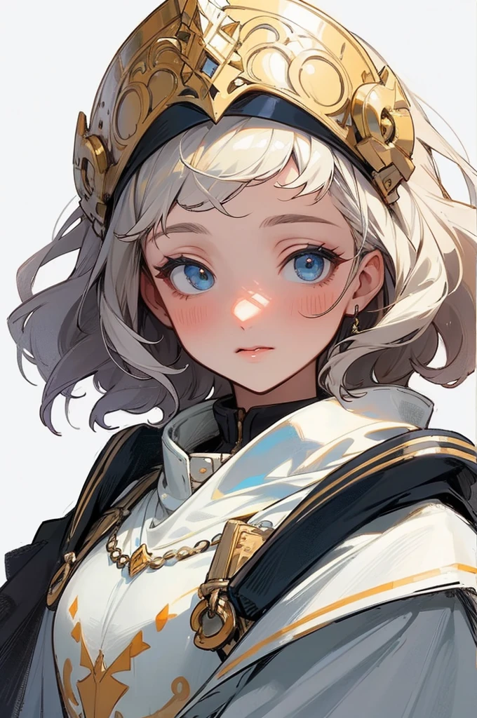 ((best quality:1.4)), white background, (bust), Medieval background, female adventurer, face, Don't cut off the picture