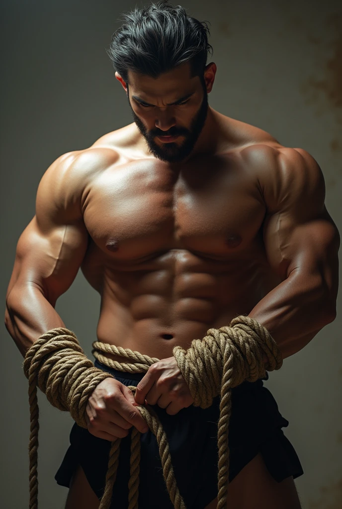 Hunk Japanese guy tied up