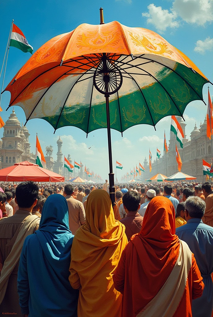India independence day umbrella painting on Unity and Diversity theme