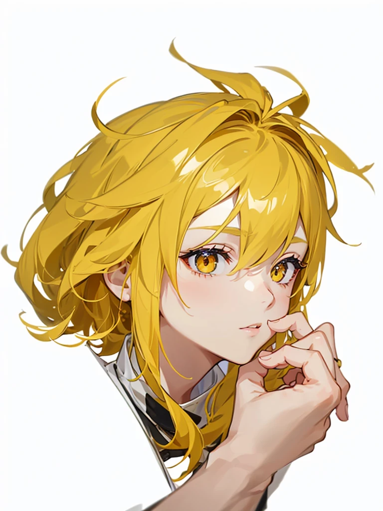juvenile、male、High resolution, Simple Background, Golden Eyes, Highest quality, High detail, Yellow Hair、fine、Shortcuts, 