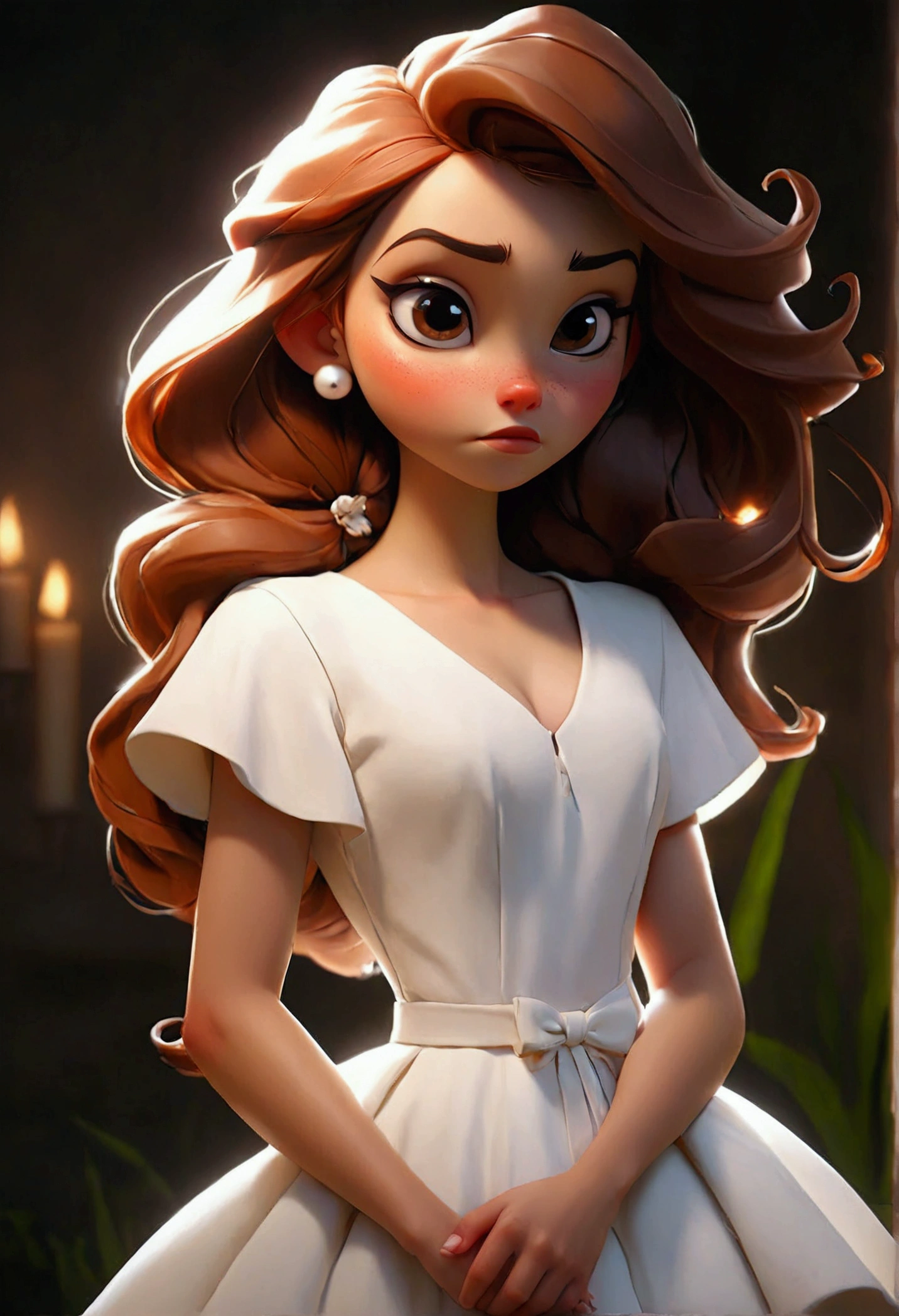 A beautiful girl wearing white dress