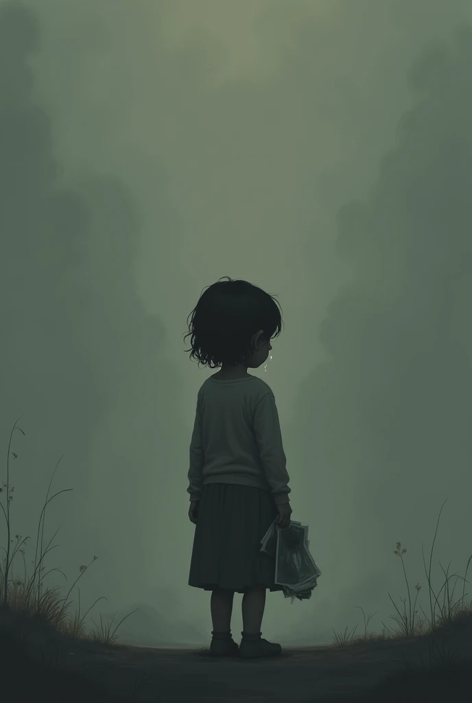 Big kid standing in sadness as there parent died early