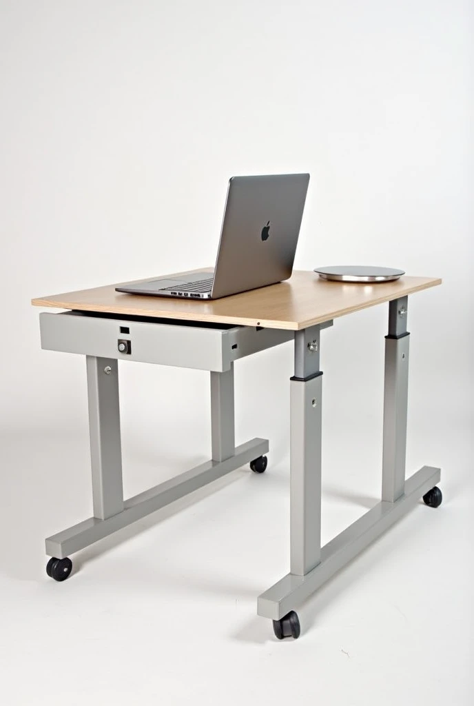Laptop table with drawer on casters with 2 legs for bed