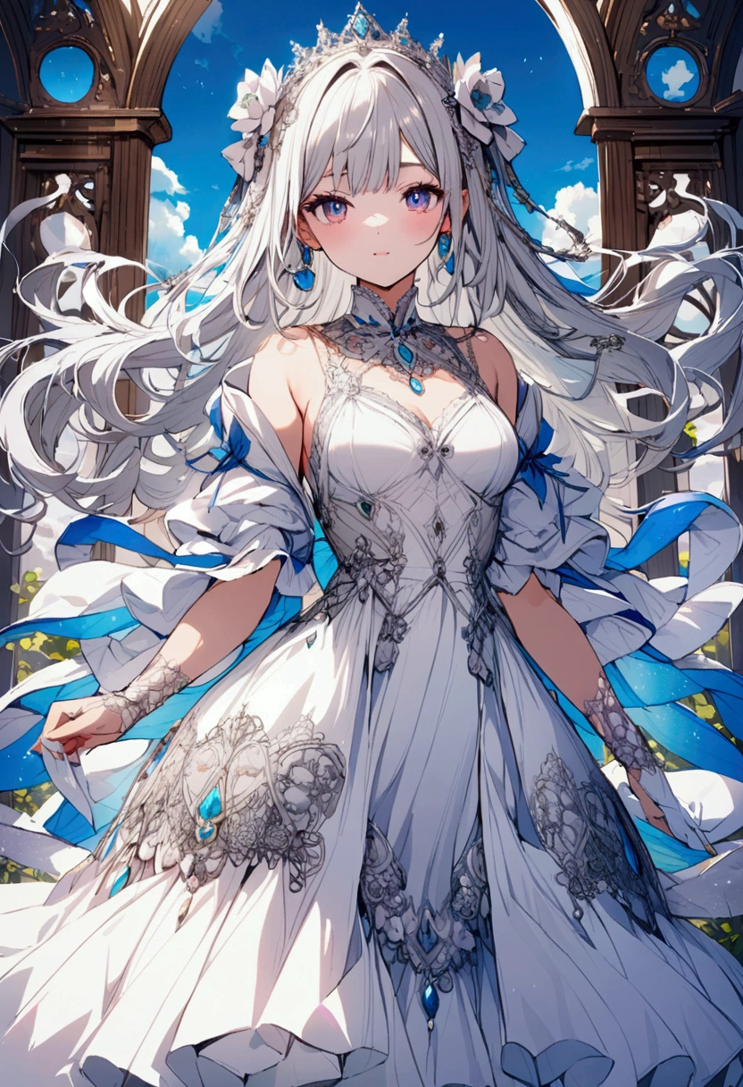 A beautiful girl wearing white dress
