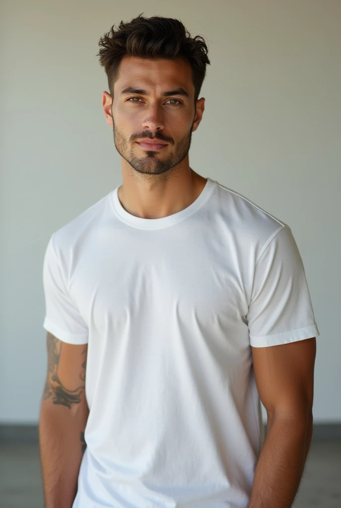 Young handsome man in tshirt and facing straight
