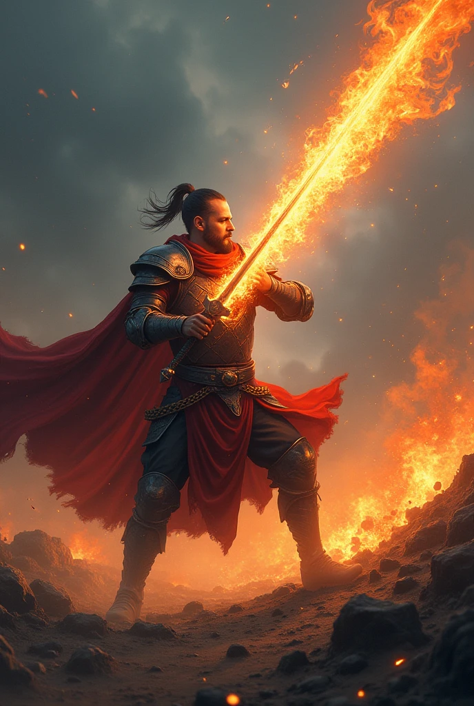 sword master kill the enemy with fire sword