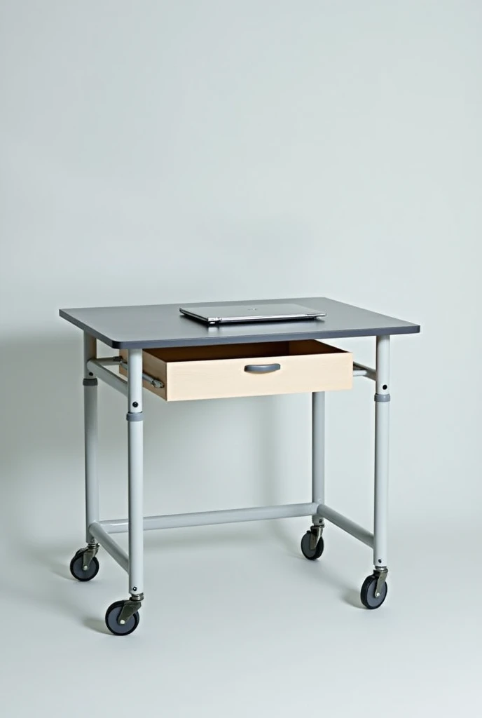 Laptop table with drawer on casters with 2 legs for hospital bed