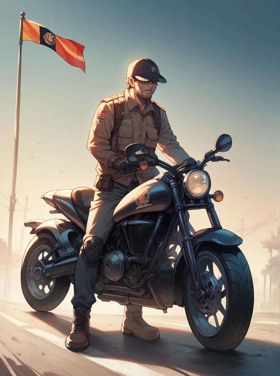 Motorcycle Afghanistan flag photo