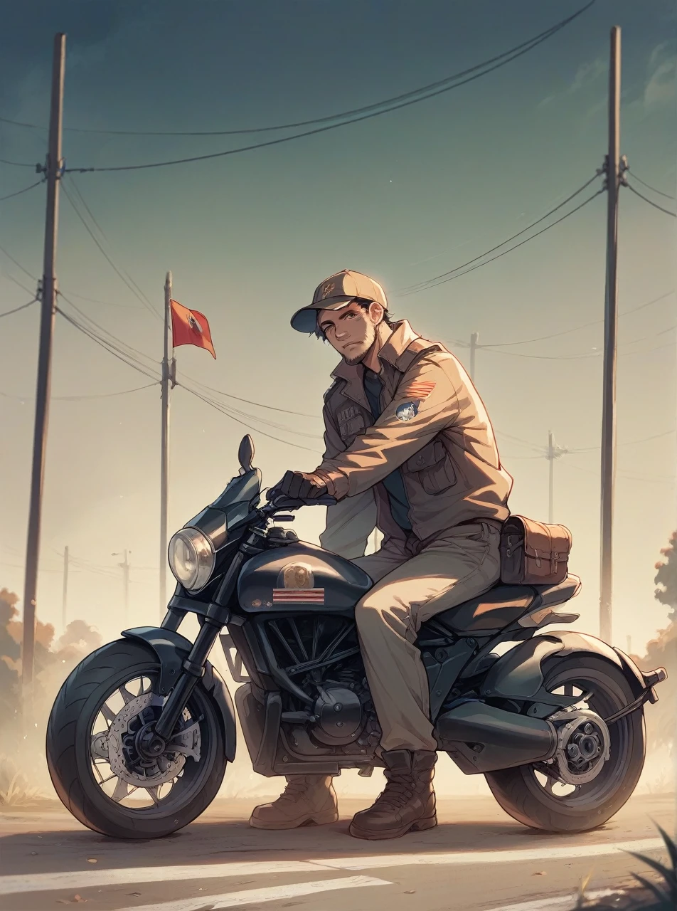 Motorcycle Afghanistan flag photo