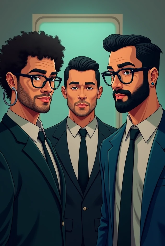 Rodrigo (amorous):
cor da pele: offwhite.
body hair: wrapped around.
glasses: wearing glasses.
Description: body hair encaracolado e óculos são as principais características distintivas.
João Vitor (rc):
cor da pele: offwhite.
body hair: 小柄.
Description: a little chubby, with short hair Pedro Carmo (Ice in the Blood): Choose an image of a man with , slickedback hair, rounded glasses and a hoop in the ear.
The 3 in a police investigation frame
