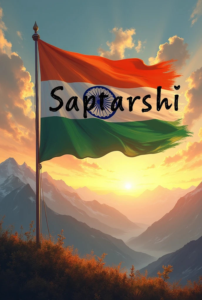 India national flag with the name of Saptarshi
