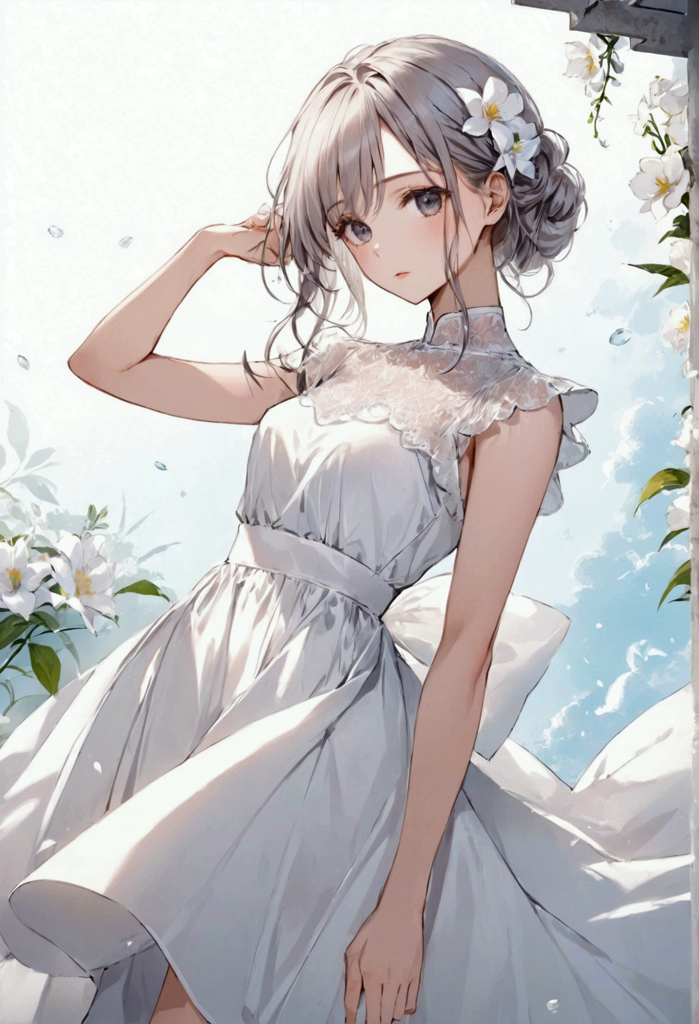 A beautiful girl wearing white dress