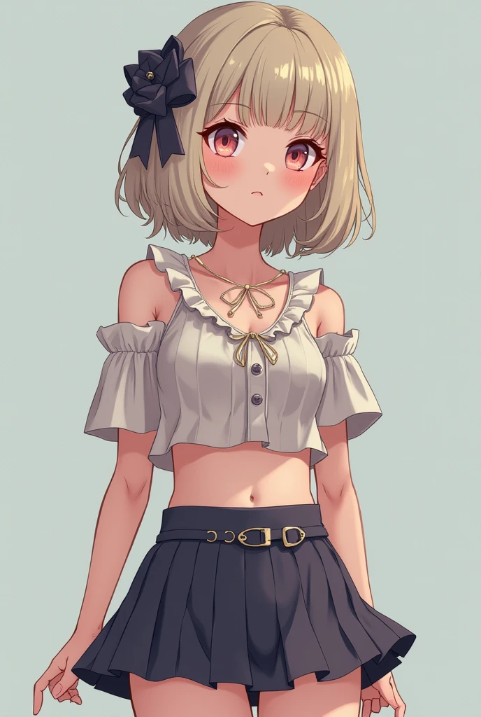 femboy ,short skirt and wide koleton short hair