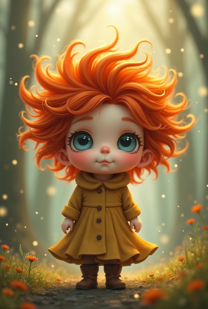 A short child , white skin with freckles and red hair