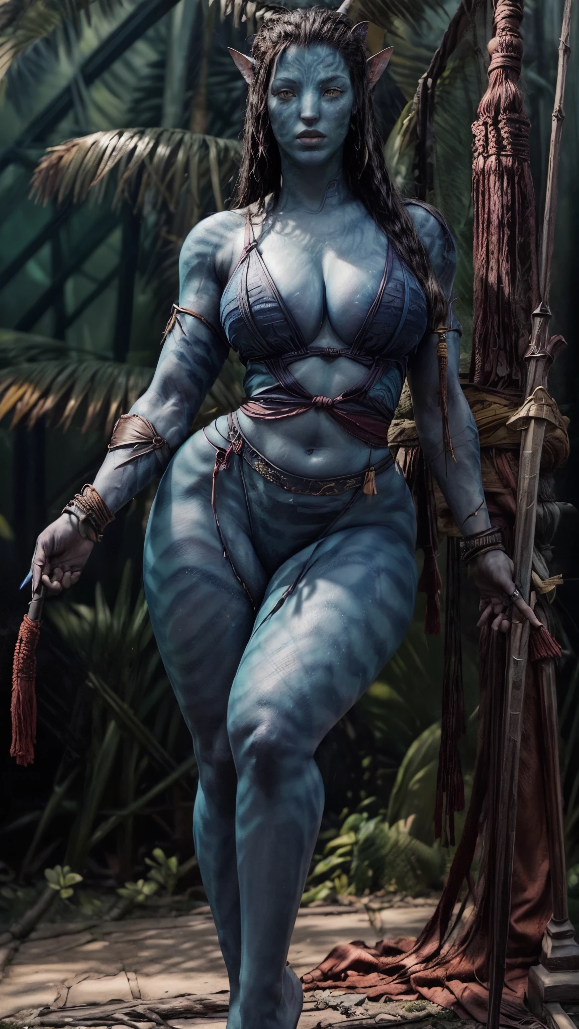 (Masterpiece, highres), AOA, Avatar, 1girl,  Na'vi , blue skin, 8k, neytiri, Na'vi anatomy, outback, beautiful eyes, beautiful face, nipples, areola, tropical temple, jungle, toned, trees in the background, sweat, depth of field, saturated, clean, detailed, hyperdetailed, Intricate, blue skin, detailed skin, skin pores, ultra quality, Film grain, wide hips, big breasts, thick thighs, large behind, buttcrack, blue skin, perfect body, huge and squishy thighs, huge thighs, chubby, enlarged thighs, long legs, struggling to stay on feet, struggling to breath, out of breathe, very tiny waist, thick thighs, thickhighs, thighs, wide hips, thick thighs, big ass, large tight anus, big butt, big pussy, female Na'vi naked exposed, Na'vi body, round butt, buttcrack, perfect body, perfect eyes, nude, body, wet butt, big nipples, large areola, huge ass, pawg ass, areola, biggest ass, biggest breast, perfect face, perfect skin, perfect body, thong, blue skin, perfect, perfect tits, beautiful breasts, lactating breasts,
