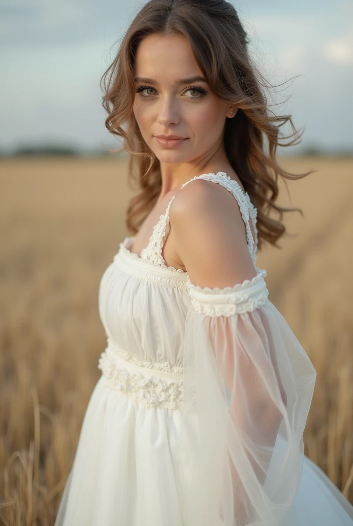 A beautiful girl wearing white dress 