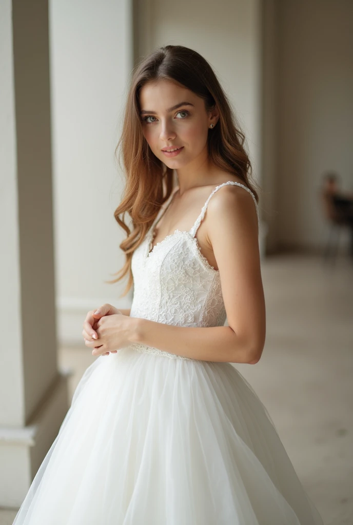 A beautiful girl wearing white dress