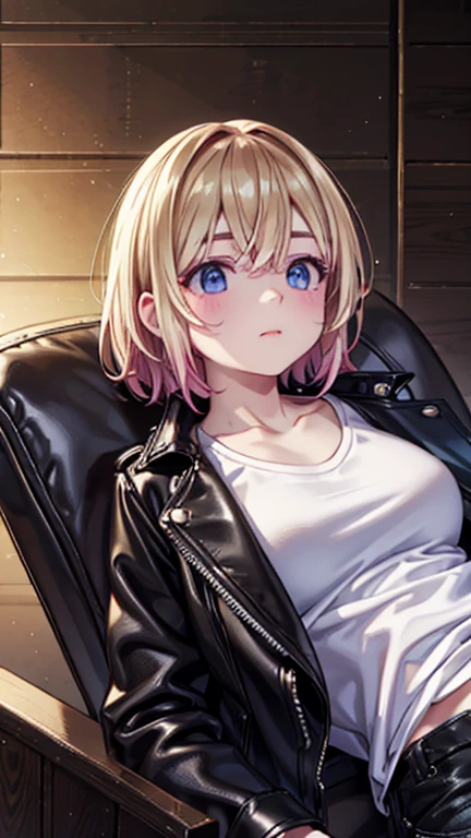 best quality, high quality, ultra quality, 8k, masterpiece, detailed, extremely detailed, insanely detailed, ultra detailed, ultra highres ,exquisite,
lifelike Images,cinematic experience,UHD picture,Realistic,photorealistic,hyperrealistic,vivid,RAW photo,shot by DSLR, One girl, (black leather jacket:1.3), white tank top, black leather pants,