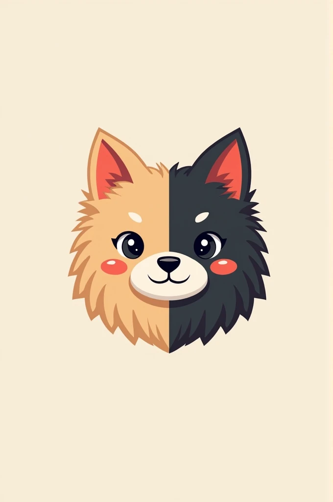 Logo with half Pomeranian face and half cat face