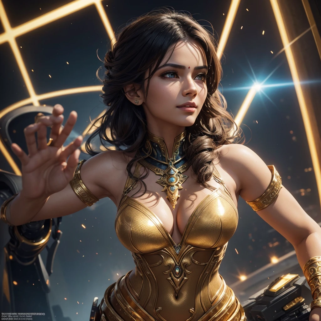 ((40k)),((Ultra Realistic))((Photo Realistic)),((HDR)),((Intricately Detailed Portrait)), ((High Quality)) ((Unreal Engine 5))((Natural Lighting))((Golden Ratio))
(( INDIAN WOMAN)). . Slender hourglass Body. Massive Boobs and Breast. Deep cleavage. Orgasmic Face. Sharp Jawline. Enchanting Eyes. Supple Lips . Makeup. Perfectly Toned Body, Brunette , Random Messy Hairstyles. Wet Body. Gracious Looks . Cute Smile.
Decorated Cybernatic Dress. Sci-Fi. Gorgeous Battle Goddess. High Tech Weapons. Terminators
Nonchalantly Posing. Dynamic Views. Dynamic Angles. Dynamic poses. Glaring at Camera. Accentuated Curves. Arched Pose. High Hairstyles. Bokeh.
Zoomed in. Close Up View. . Orgasmic Face. Pleasurable Face. Ultra Wide Angle Lens
Cinematic Art.
Holographic Glowing energy by alphonse mucha
Diablo Art
Brightly Illuminated
Advanced Civilisation Landscape Queen