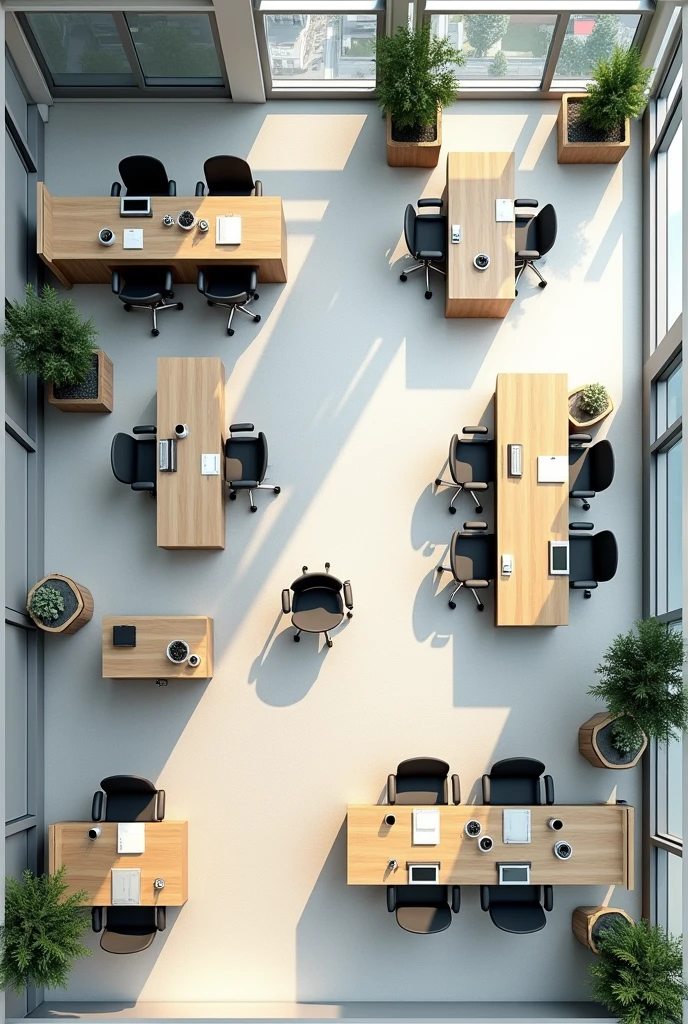 Create a 400m2 squared office layout in 2D CAD